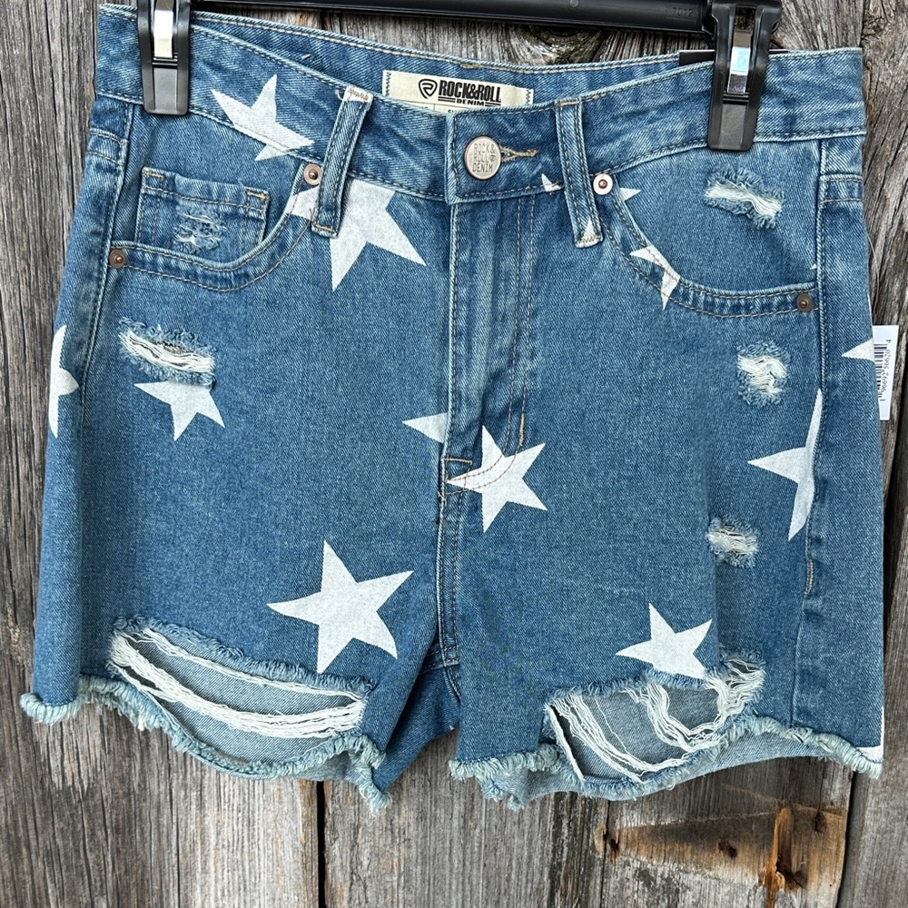 Rock & Roll Denim Star Print Women's Shorts